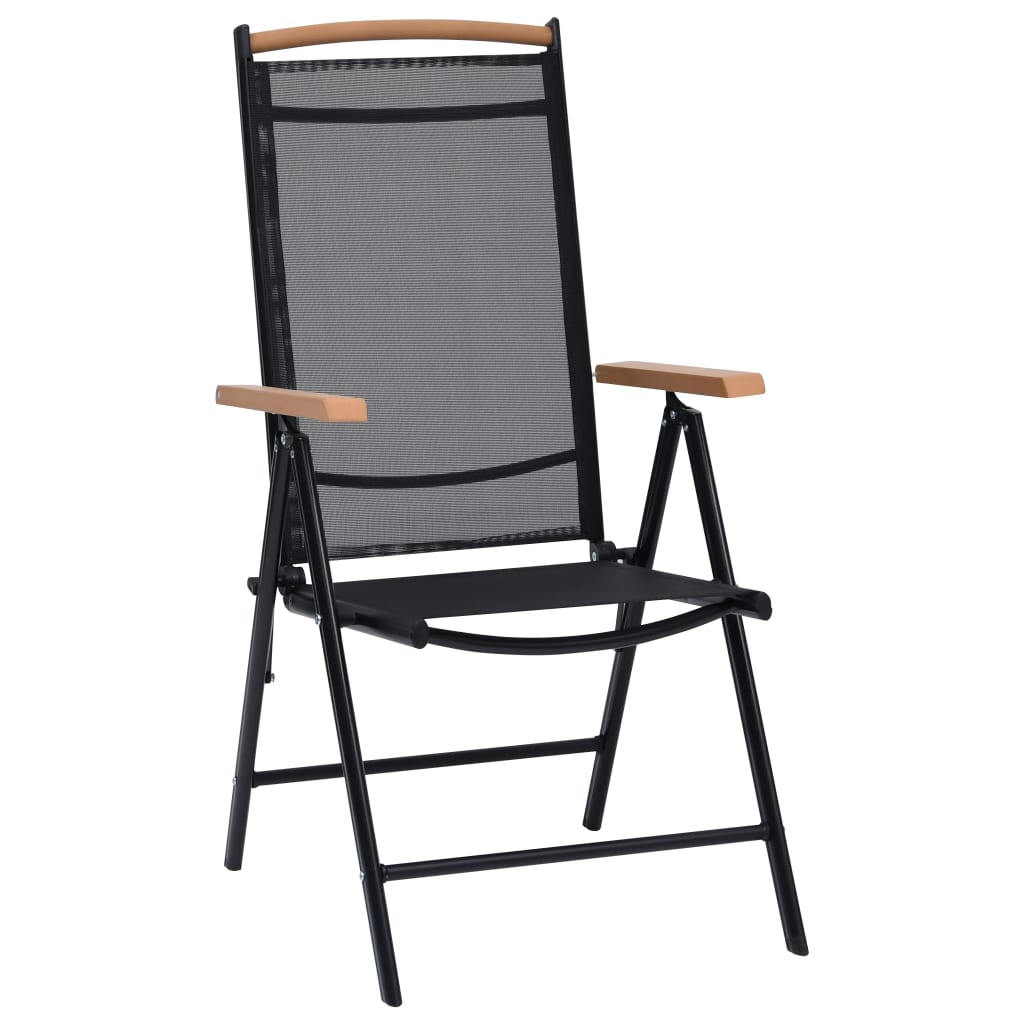 Chaises de jardin pliables lot de 2 aluminium et textilène noir