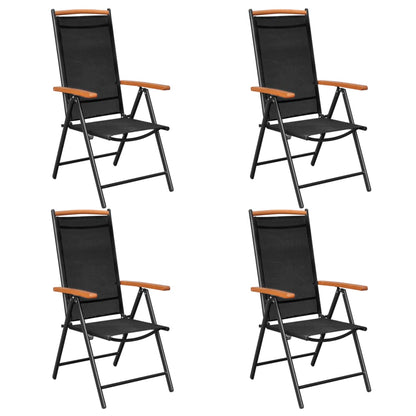 Chaises de jardin pliables lot de 4 aluminium et textilène noir