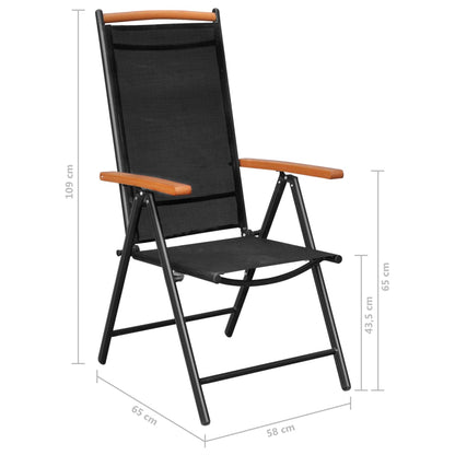 Chaises de jardin pliables lot de 4 aluminium et textilène noir