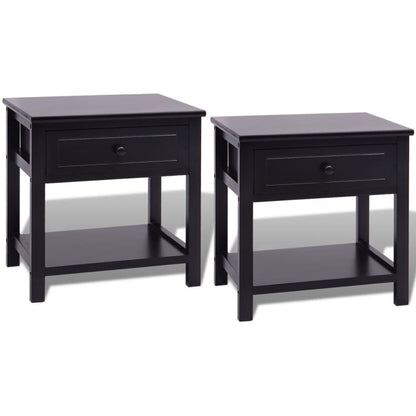 Table de chevet 2 pcs Bois Noir