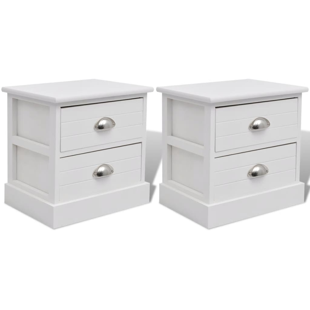 Table de chevet en style français 2 pcs Blanc