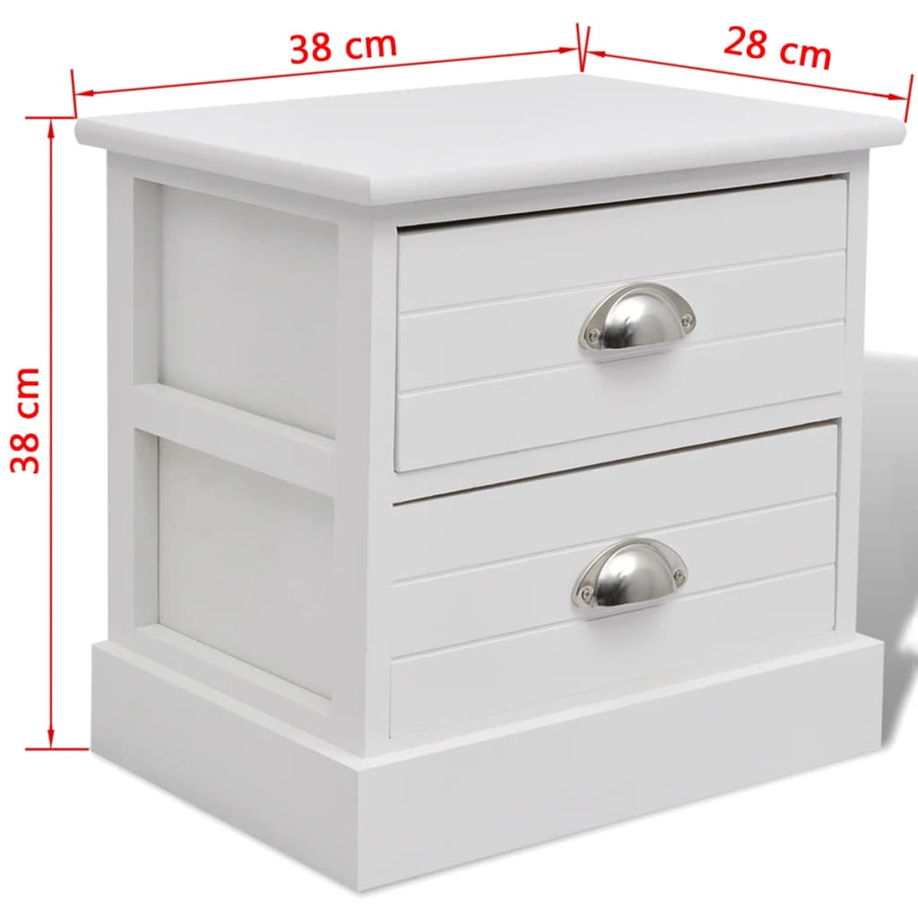 Table de chevet en style français 2 pcs Blanc