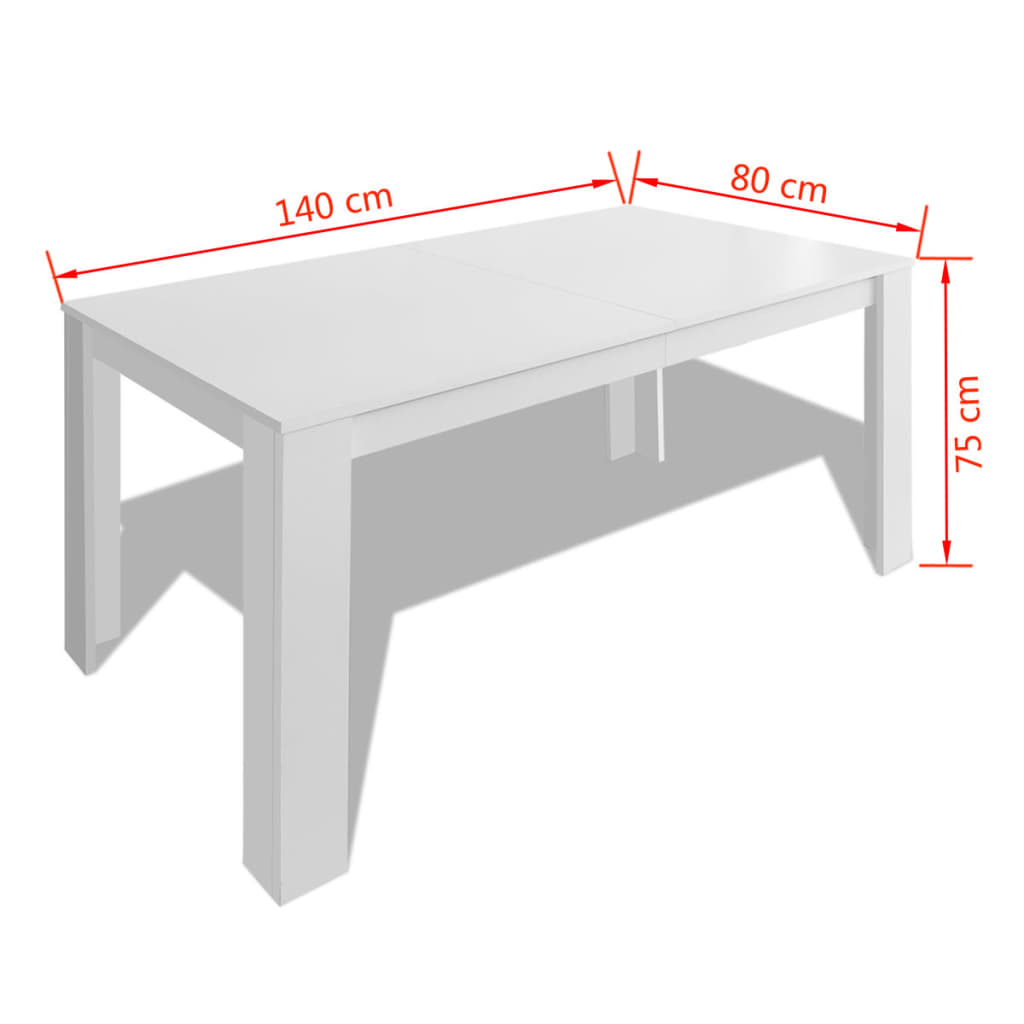 Table à manger 140x80x75 cm blanc