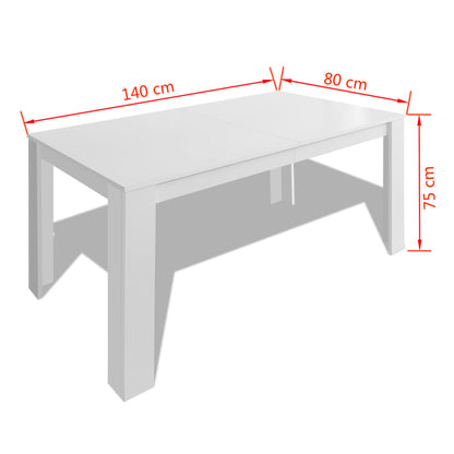 Table à manger 140x80x75 cm blanc