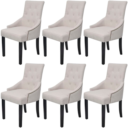 Chaises à manger lot de 6 gris crème tissu