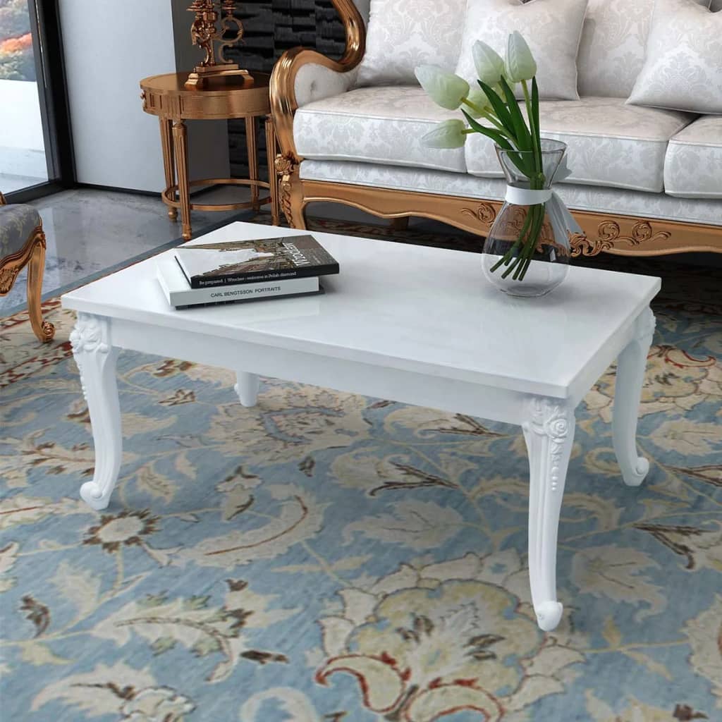 Table basse 100x60x42 cm Blanc brillant