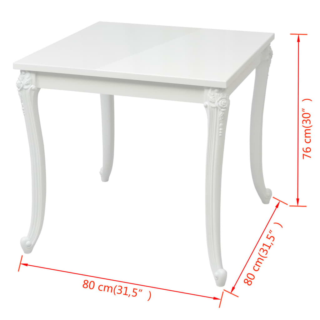 Table à manger 80x80x76 cm blanc brillant