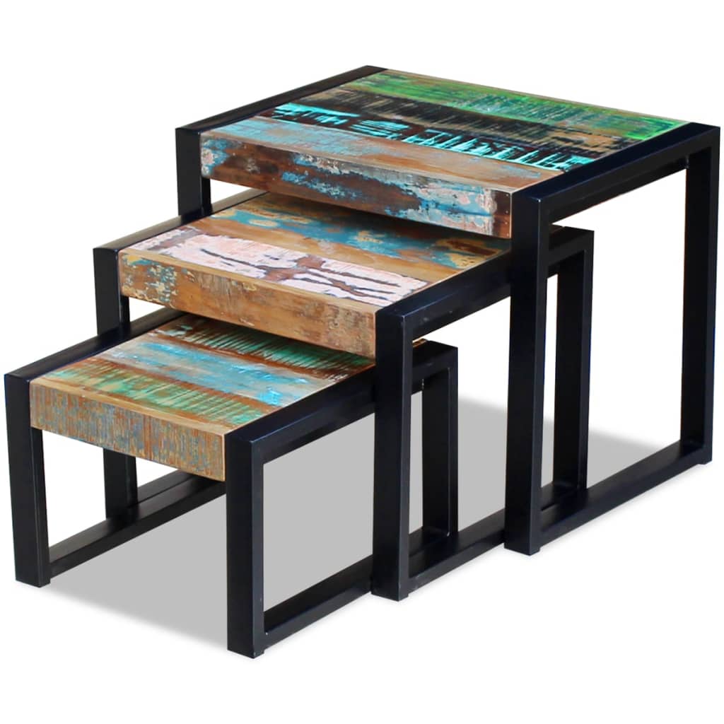 Tables gigognes 3 pcs Bois de récupération massif