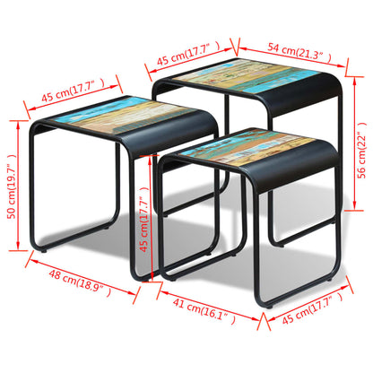 Tables gigognes 3 pcs Bois de récupération massif