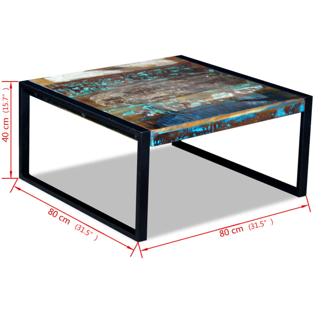 Table basse Bois de récupération massif 80x80x40 cm