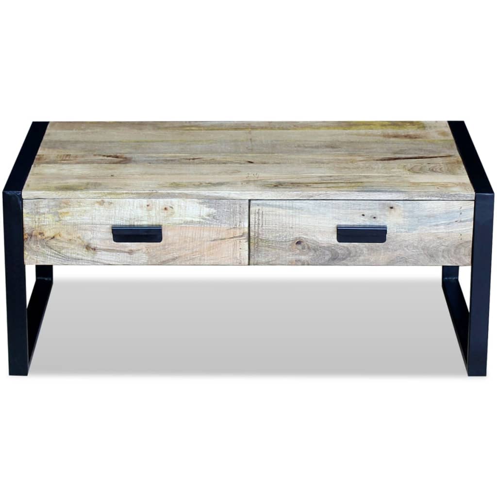 Table basse avec 2 tiroirs Bois de manguier massif 100x60x40 cm