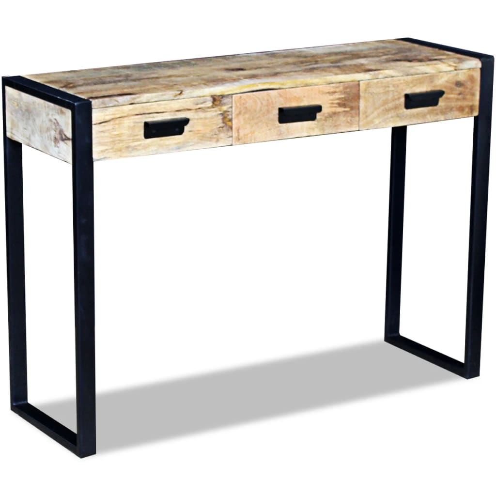 Table console avec 3 tiroirs bois de manguier 110x35x78 cm