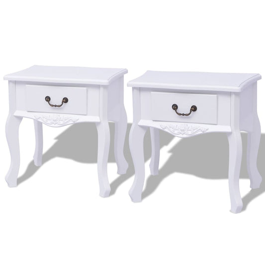 Table de chevet 2 pcs MDF Blanc