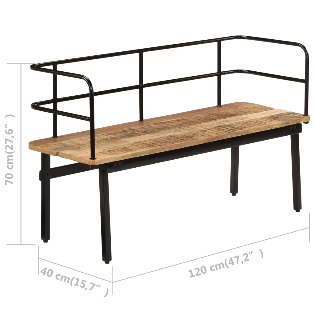 Banc 120 x 40 x 70 cm Bois de manguier massif