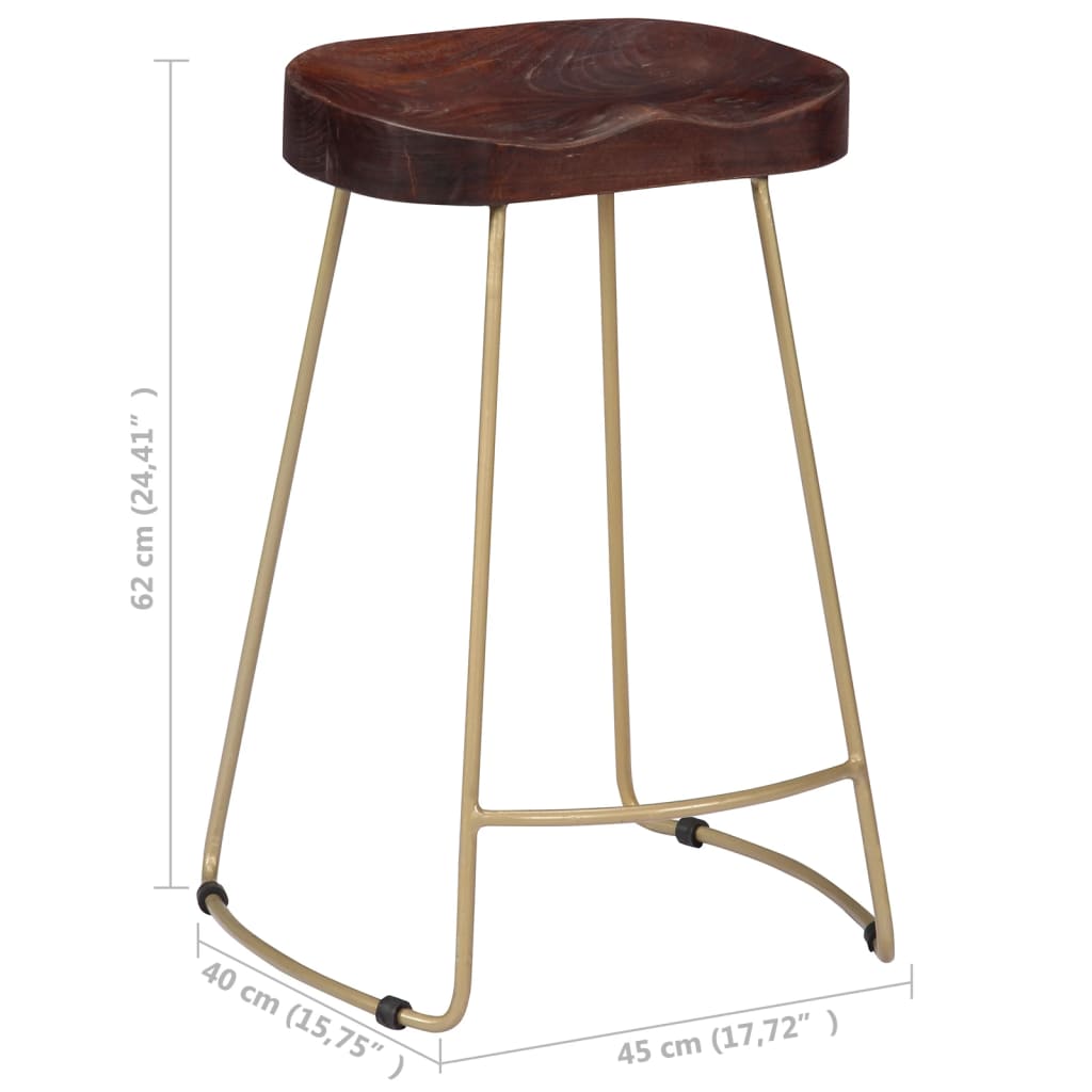 Tabourets de bar Gavin lot de 2 bois de manguier massif