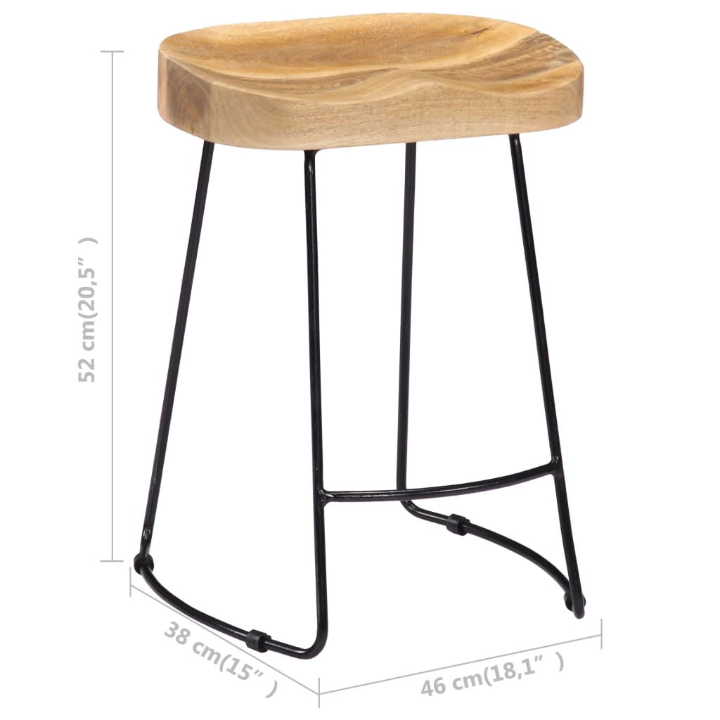 Tabourets de bar Gavin lot de 2 bois de manguier solide