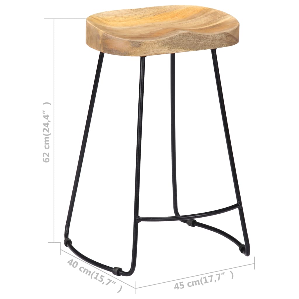 Tabourets de bar Gavin lot de 2 bois de manguier massif