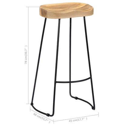 Tabourets de bar Gavin lot de 2 bois de manguier massif