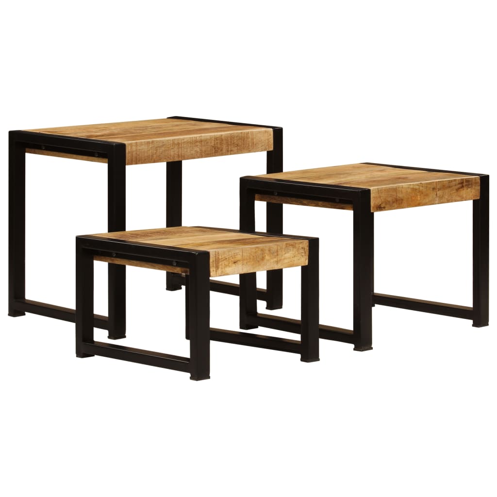 Tables gigognes 3 pcs Bois solide de manguier