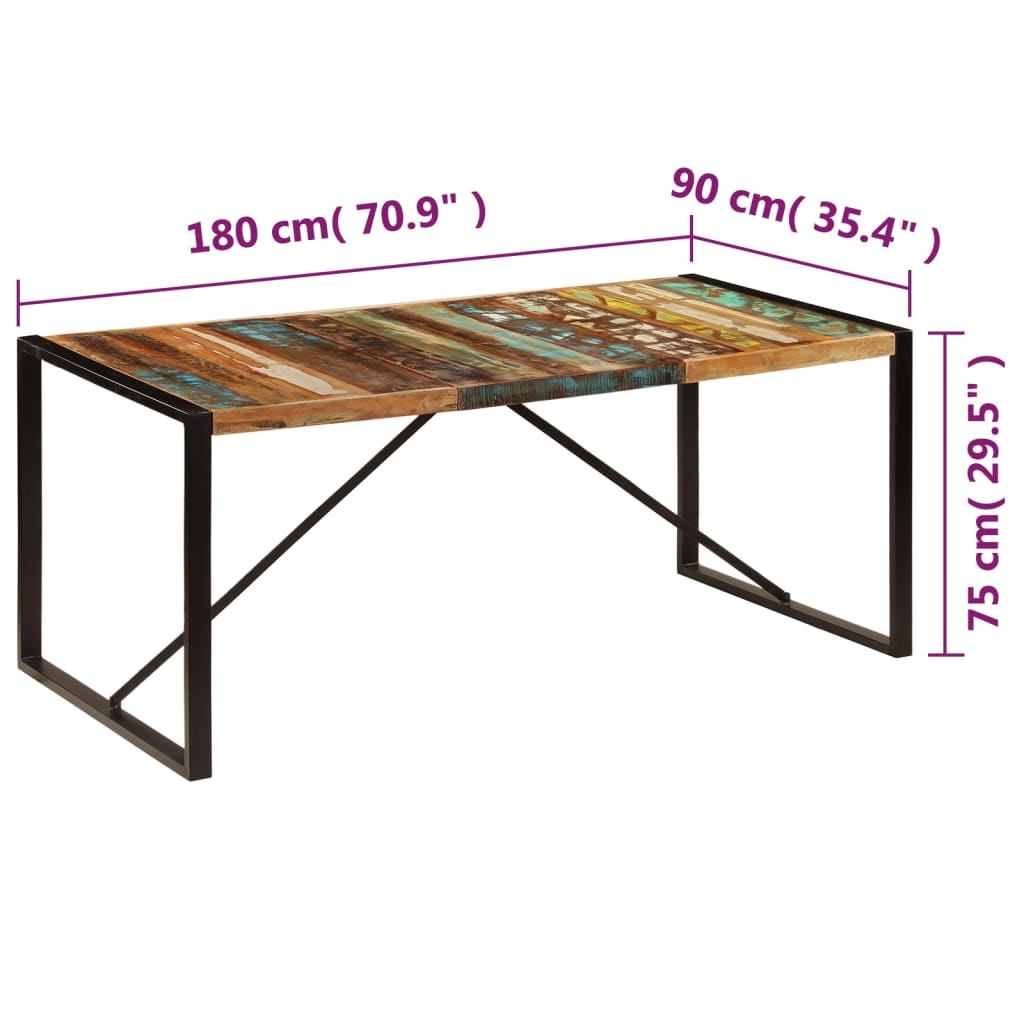 Table de salle à manger 180x90x75 cm Bois de récupération