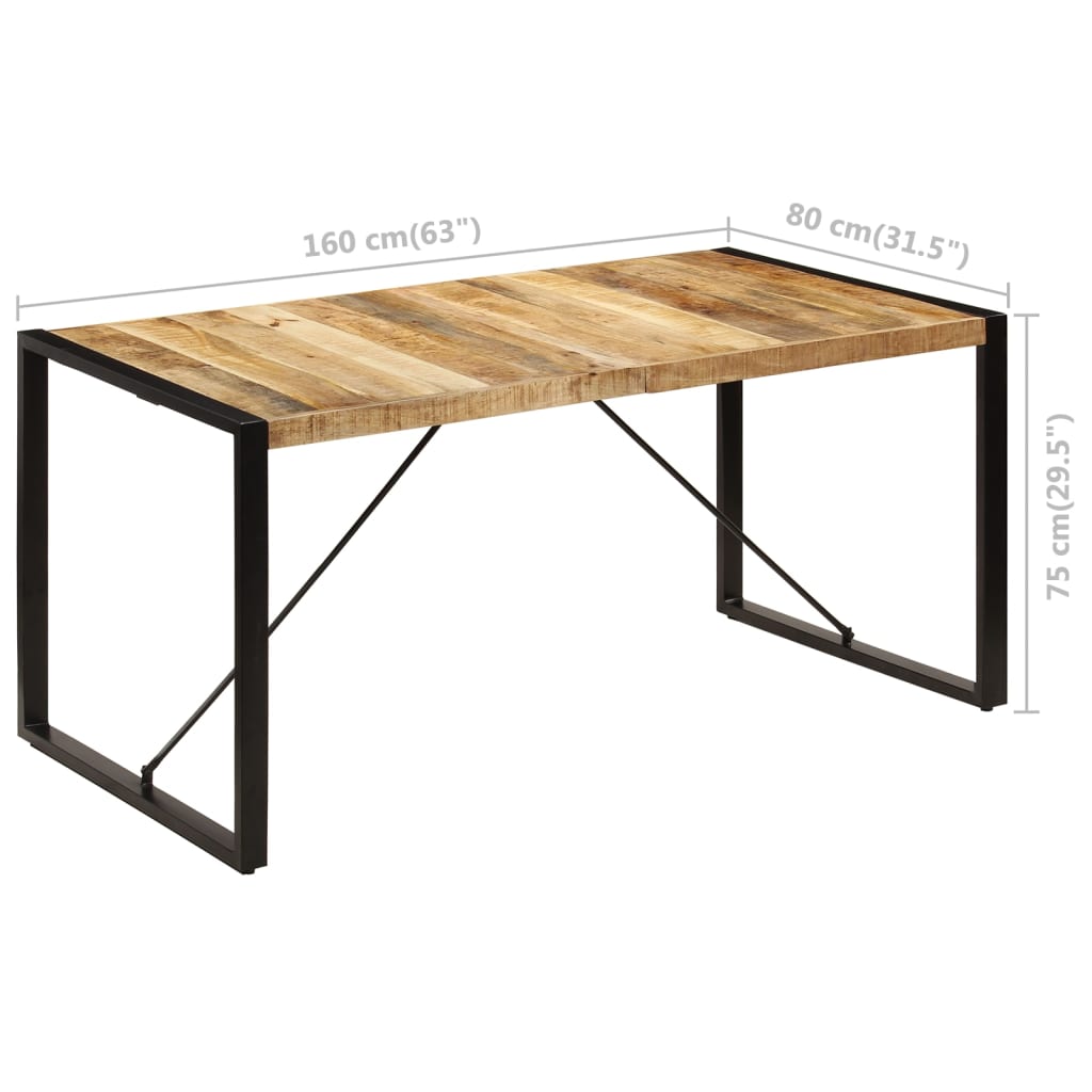 Table à manger 160x80x75 cm bois de manguier massif