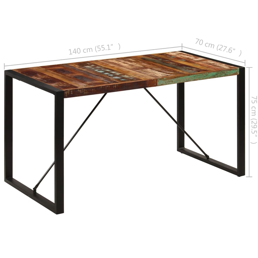 Table à manger 140x70x75 cm Bois de récupération massif