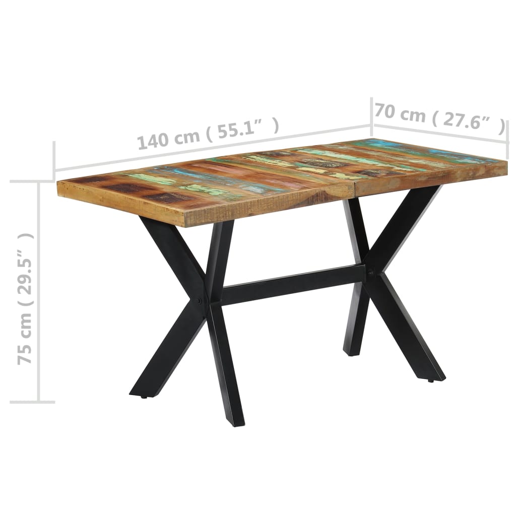 Table à manger 140x70x75 cm Bois de récupération massif