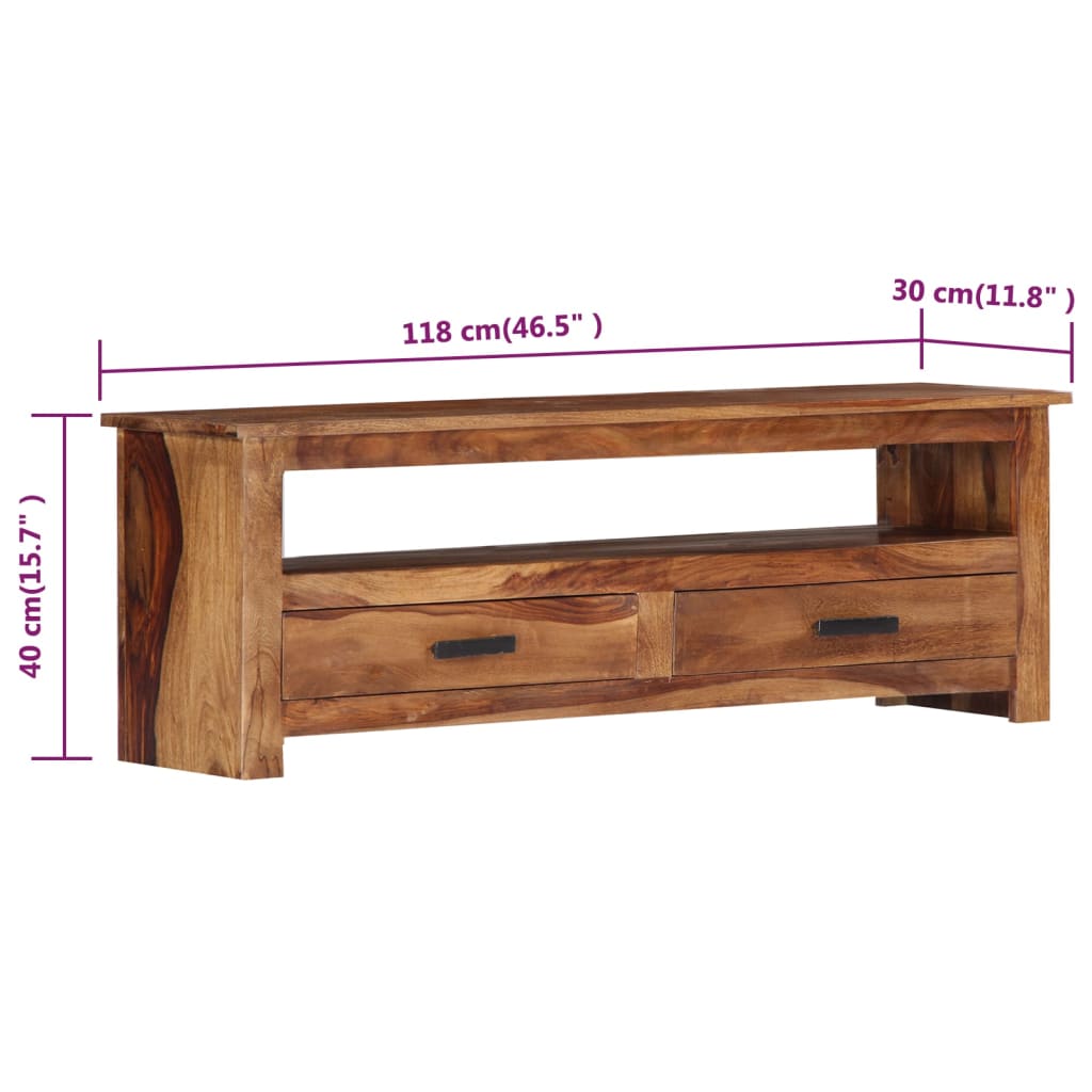 Meuble TV 118x30x40 cm Bois massif