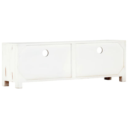 Meuble TV Blanc 120x30x40 cm Bois d'acacia massif