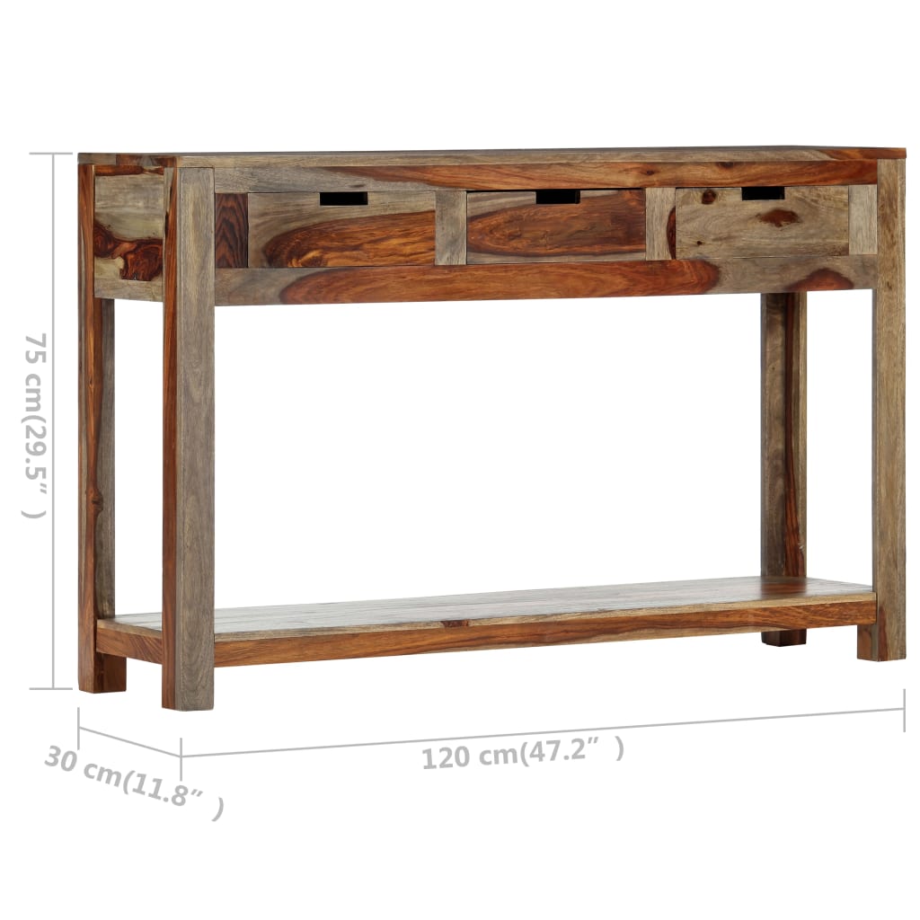 Table console avec 3 tiroirs 120x30x75 cm Bois massif