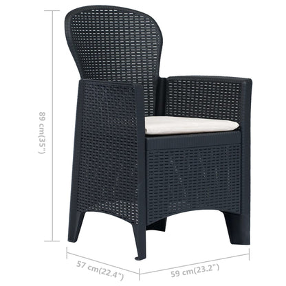 Chaises de jardin lot de 2 avec coussin Anthracite Plastique