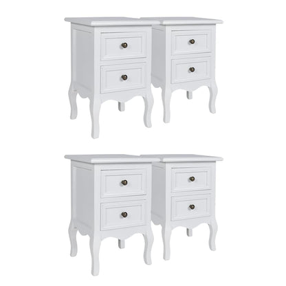 Tables de chevet 4 pcs avec 2 tiroirs MDF Blanc