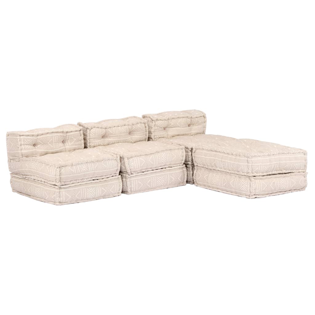 Pouf modulaire à 3 places Beige Tissu