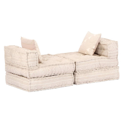 Pouf modulaire à 3 places Beige Tissu