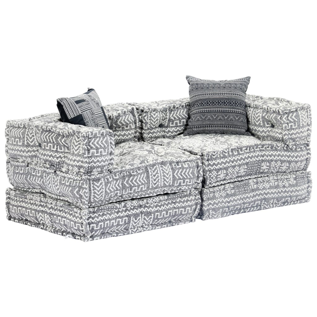 Pouf modulaire à 2 places Gris clair Tissu