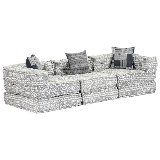 Pouf modulaire à 3 places Gris clair Tissu