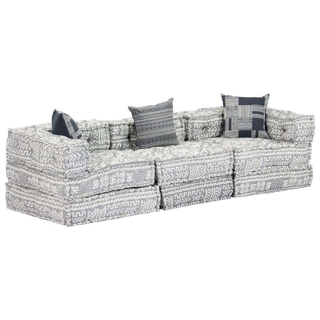 Pouf modulaire à 3 places Gris clair Tissu