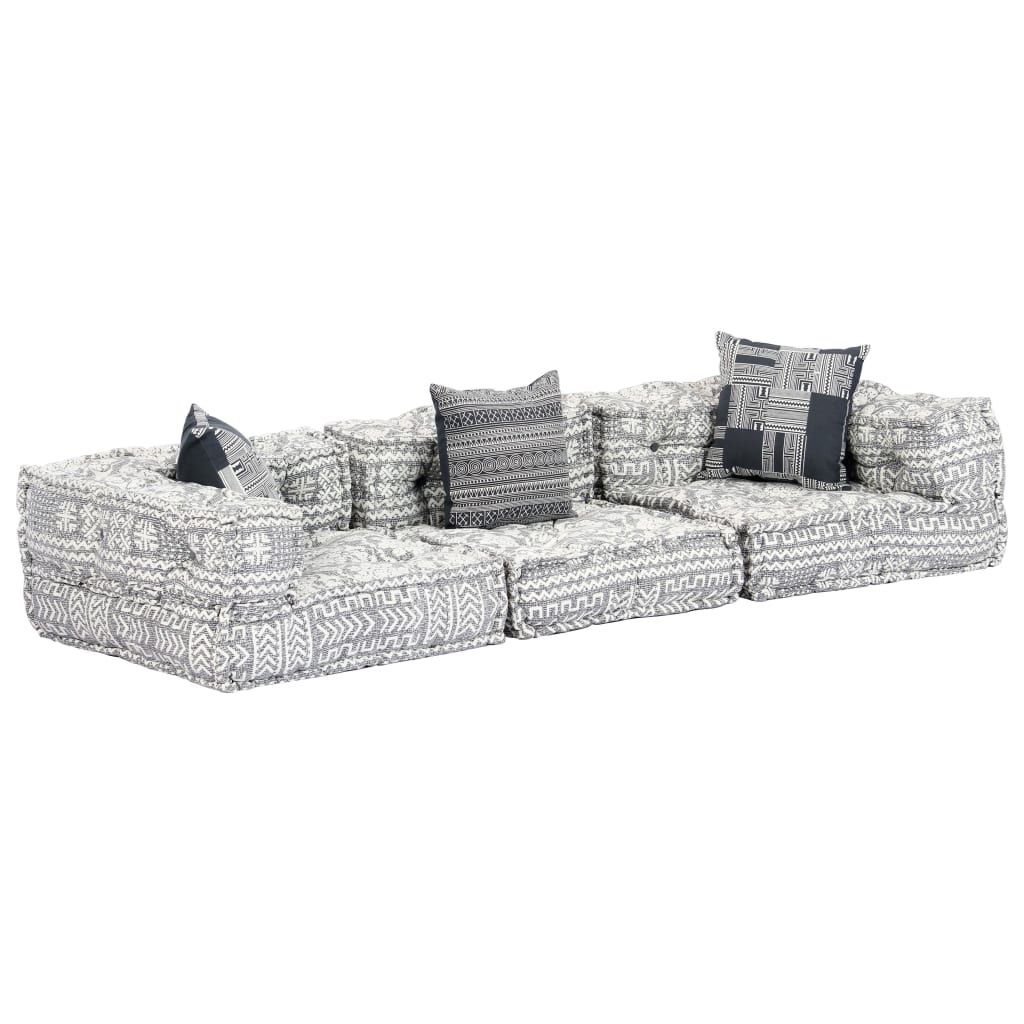 Pouf modulaire à 3 places Gris clair Tissu