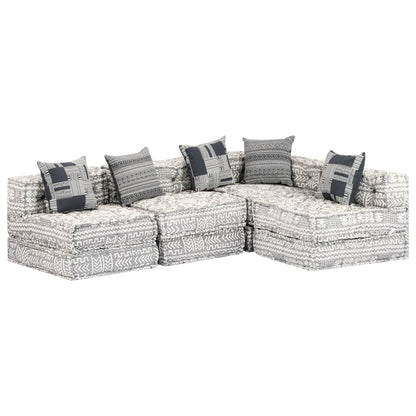 Pouf modulaire à 4 places Gris clair Tissu