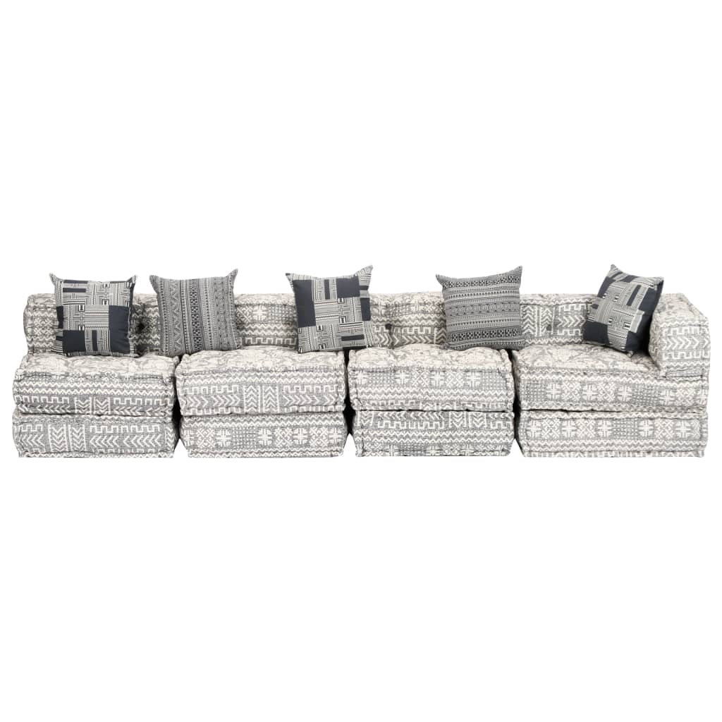 Pouf modulaire à 4 places Gris clair Tissu