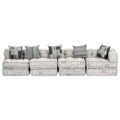 Pouf modulaire à 4 places Gris clair Tissu