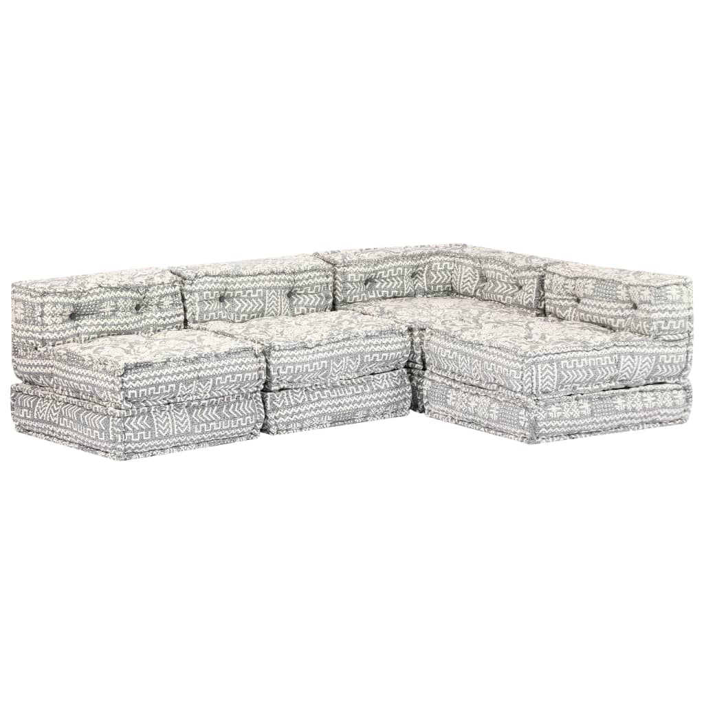 Pouf modulaire à 4 places Gris clair Tissu