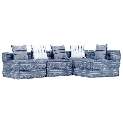 Pouf modulaire à 4 places Indigo Tissu