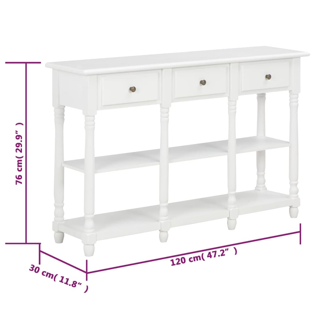 Table console Blanc 120x30x76 cm MDF