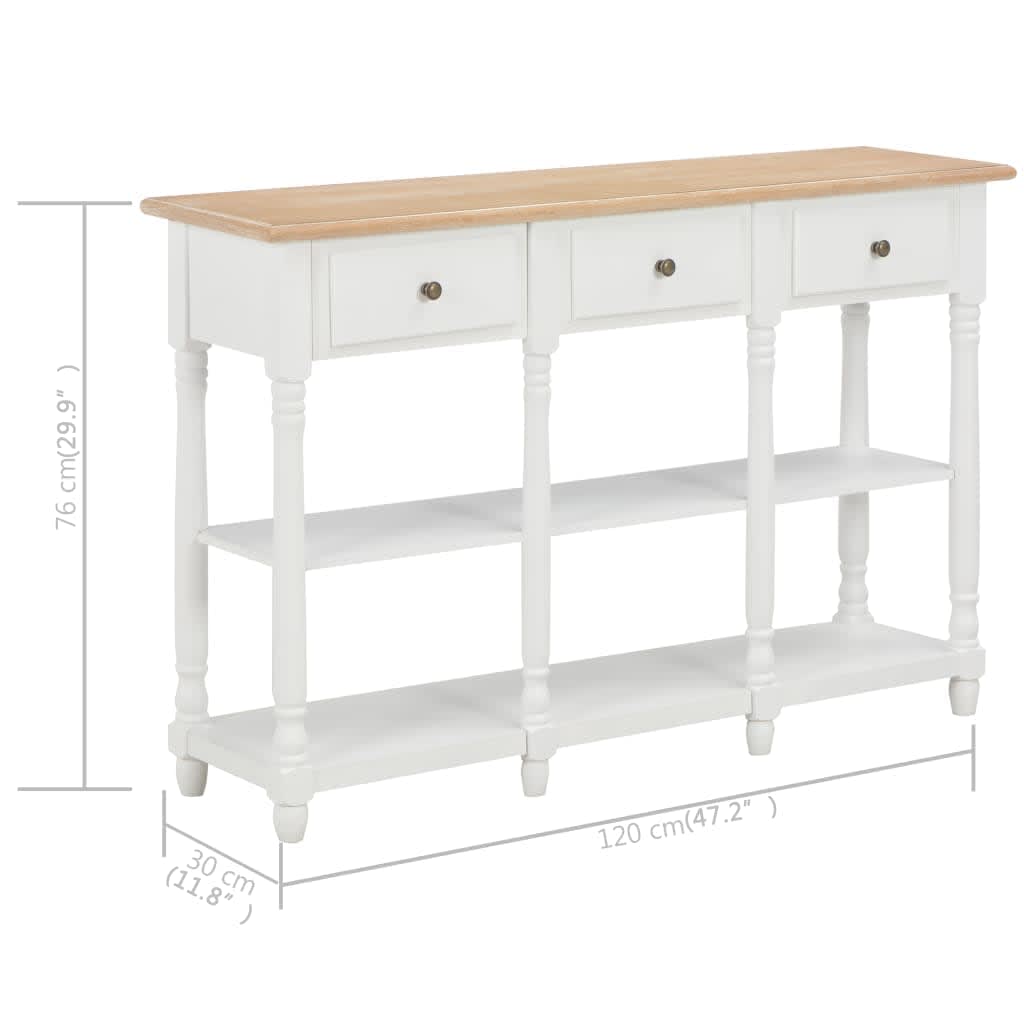 Table console Blanc 120x30x76 cm MDF