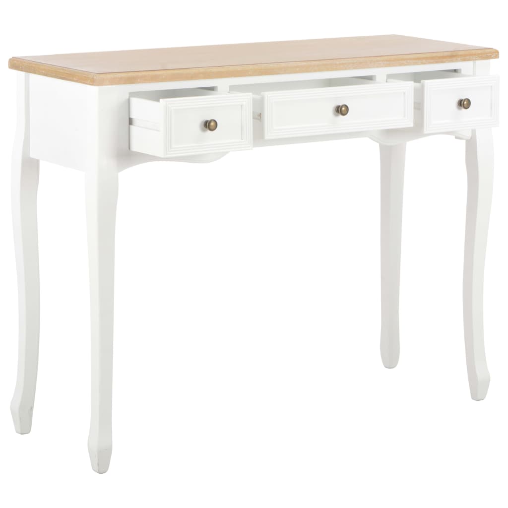 Table de console et coiffeuse avec 3 tiroirs Blanc