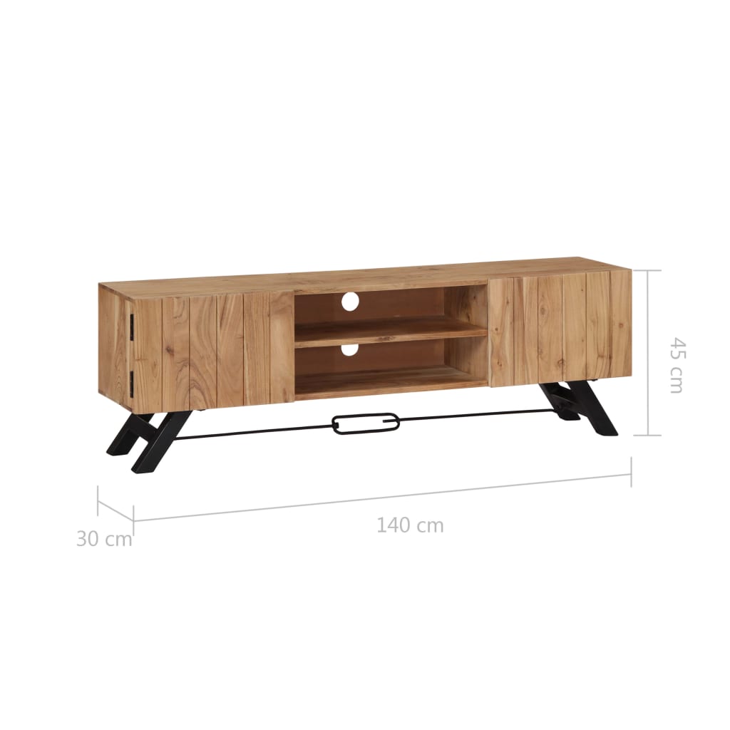 Meuble TV 140x30x45 cm Bois d'acacia massif