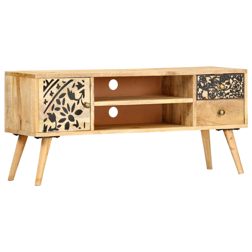 Meuble TV 100x30x45 cm bois massif de manguier