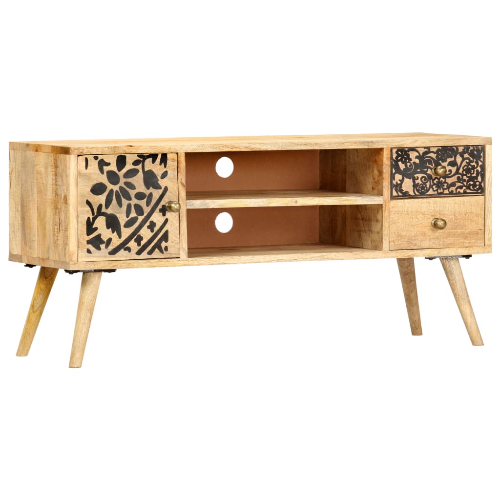 Meuble TV 100x30x45 cm bois massif de manguier