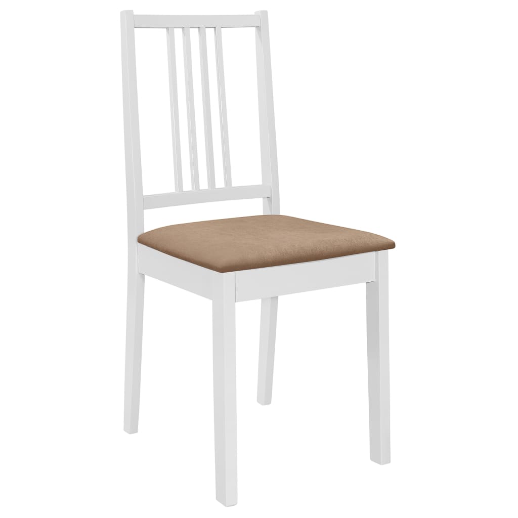 Chaises à manger avec coussins lot de 4 blanc bois solide